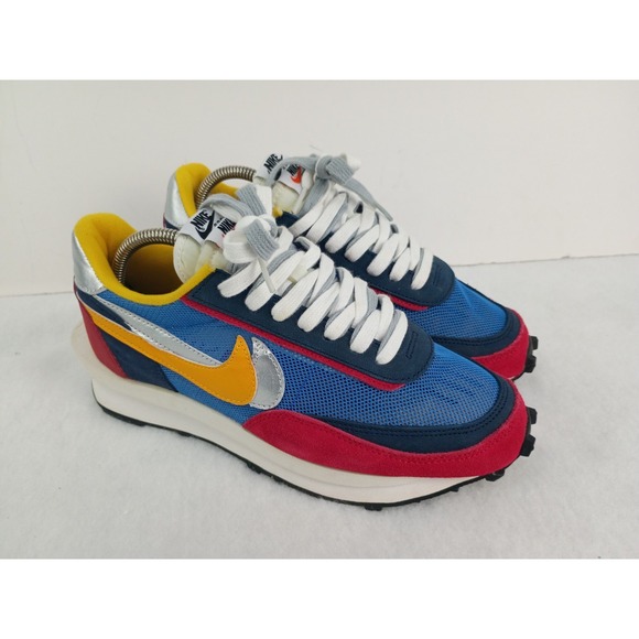 Nike Mens 7 Sacai LD Waffle Varsity Blue Red Yellow Silver Runner Sneakers - Picture 1 of 11